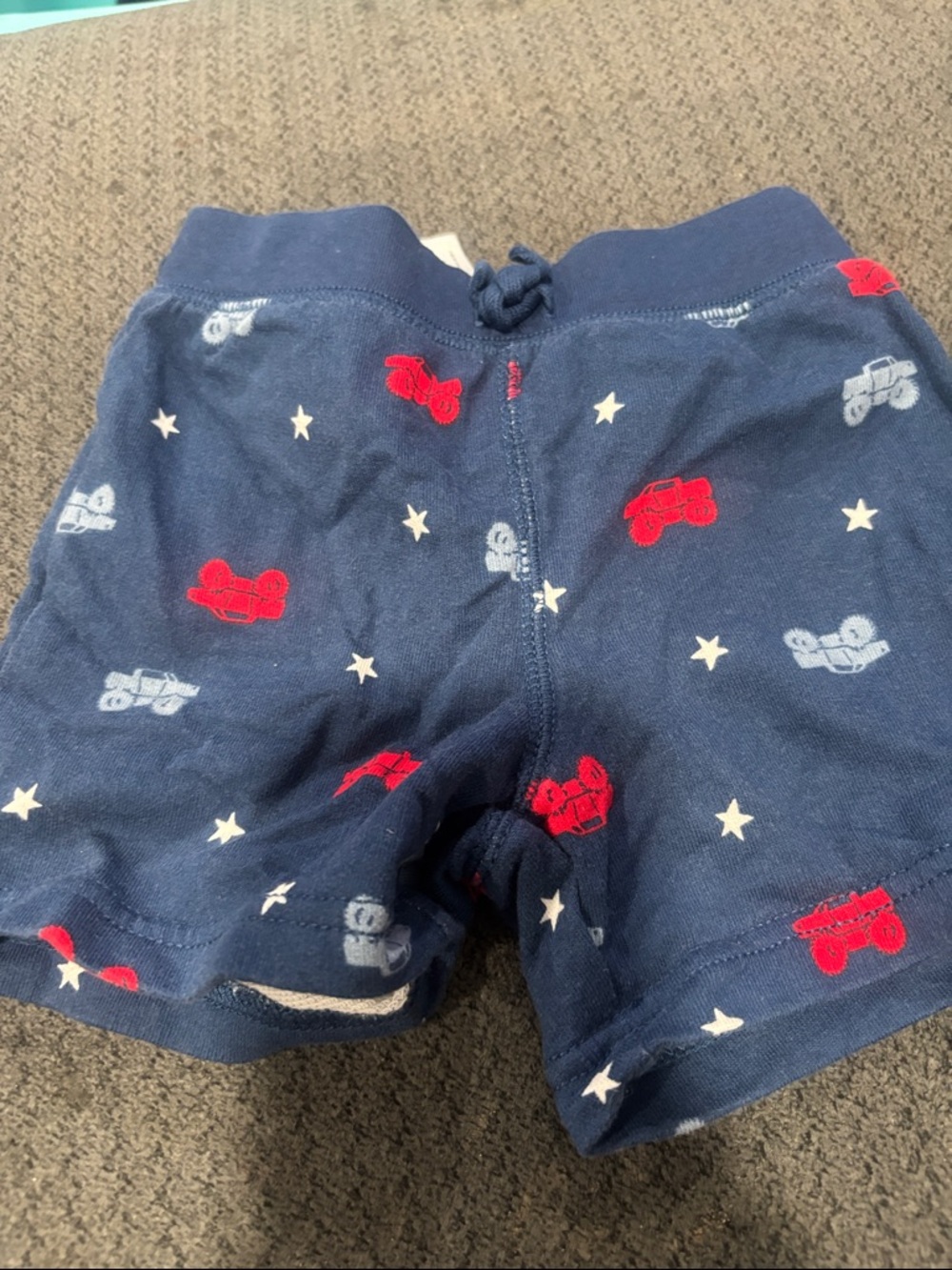 🟢10/$10 - Navy Toddler Shorts with Red & Light Blue Trucks